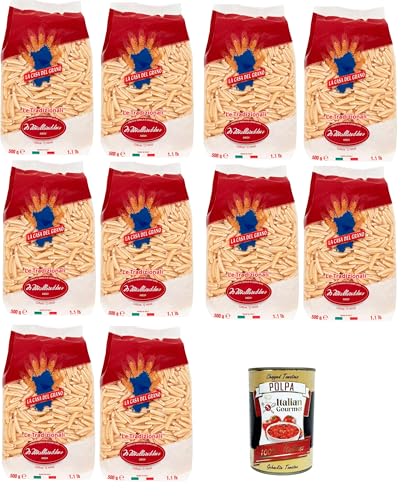 La Casa Del Grano Malloreddus medi Pasta di semola di grano duro medi Nudeln aus Hartweizengrieß 10x500gr + Italian Gourmet polpa 400g von Italian Gourmet E.R.