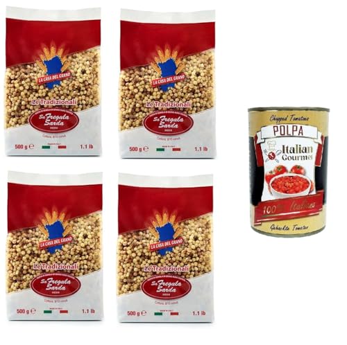 La Casa del Grano Fregola sarda media Mittlere sardische Fregola 4x500g + Italian Gourmet polpa 400g von Italian Gourmet E.R.