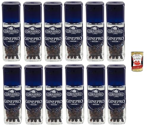 La Drogheria, Bacche Di Ginepro, Wacholderbeeren, säuerlicher und kräftiger Geschmack, für Fleisch- und Wildgerichte 12x 35g + Italian Gourmet polpa 400g von Italian Gourmet E.R.