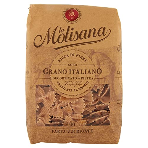 La Molisana Pasta Integrale Farfalle Rigate n°66 Vollkornnudeln Vollkornpasta,100% italienischer Weizen,Bronzepaste 500g Packung + Italian Gourmet Polpa di Pomodoro 400g Dose von Italian Gourmet E.R.