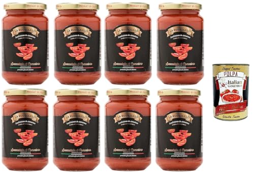 La Russolillo Tradizione di conserva Spaccatelle di Pomodoro Tradition der Tomaten-Spaccatelle-Konserven 8x 360gr + Italian Gourmet polpa 400g von Italian Gourmet E.R.