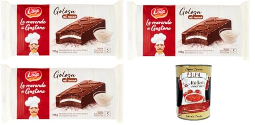 Lago Gastone- Golosa al cacao Leckere Kakao-Doppelfüllung mit Milch und Kakao 3x 195gr+ Italian Gourmet Polpa 400g von Italian Gourmet E.R.