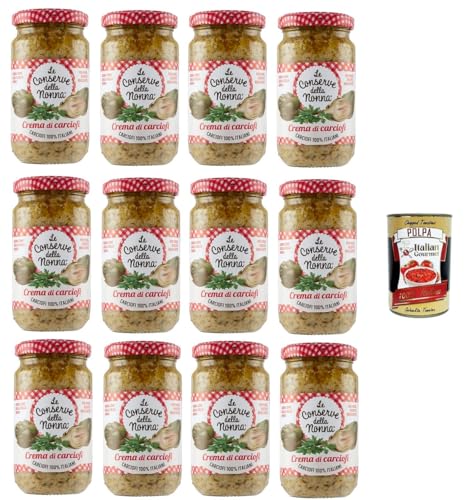 Le Conserve della Nonna- Crema di Carciofi Artischockencreme für Nudeln, Reis und Croutons 12x 190gr+ Italian Gourmet polpa 400g von Italian Gourmet E.R.