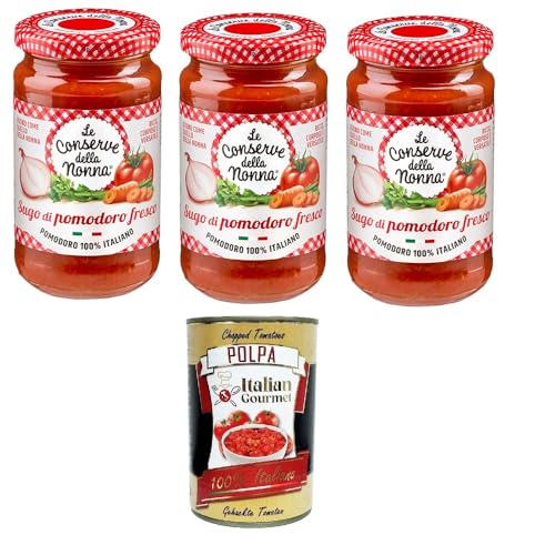 Le Conserve della Nonna- Sugo Al Pomodoro Fresco frische Tomatensoße 3x 190g + Italian Gourmet polpa 400g von Italian Gourmet E.R.