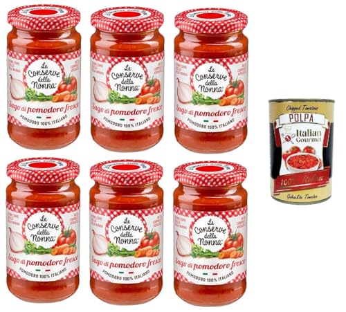 Le Conserve della Nonna- Sugo Al Pomodoro Fresco frische Tomatensoße 6x 190g + Italian Gourmet polpa 400g von Italian Gourmet E.R.