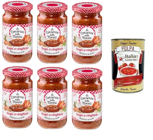 Le Conserve della Nonna- Sugo Ragù di Cinghiale Wildschwein-Ragù-Sauce 6x 190g + Italian Gourmet polpa 400gr von Italian Gourmet E.R.