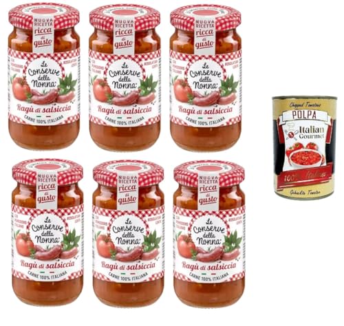 Le Conserve della Nonna- Sugo Ragù di Salsiccia Wurst-Ragù-Sauce 6x 190g + Italian Gourmet Polpa 400gr von Italian Gourmet E.R.