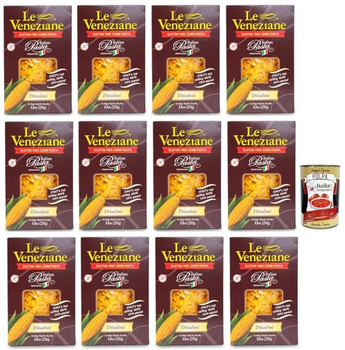 Le Veneziane Pasta di Mais Ditalini, senza glutine,100% italienische Maisnudeln, glutenfrei. gluten free 12x 250g + Italian Gourmet polpa 400g von Italian Gourmet E.R.