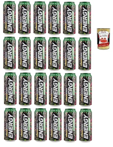 Lemonosoda Green blast, Bevanda energetica con guaranà, Alkoholfreier Energydrink mit Guarana, 24x 50cl + Italian Gourmet polpa 400g von Italian Gourmet E.R.