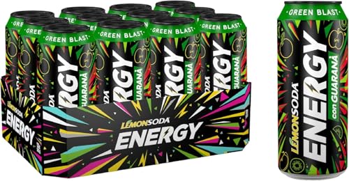 Lemonsoda-Energie | Green Blast, Energy Drink mit Guarana, Apfelsaft und Kiwi, 12 Dosen à 50 cl, mit Vitaminen und Koffein+ Italian Gourmet Polpa di Pomodoro 400g von Italian Gourmet E.R.