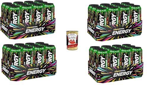 Lemonsoda-Energie | Green Blast, Energy Drink mit Guarana, Apfelsaft und Kiwi, 48 Dosen à 50 cl, mit Vitaminen und Koffein+ Italian Gourmet Polpa di Pomodoro 400g von Italian Gourmet E.R.