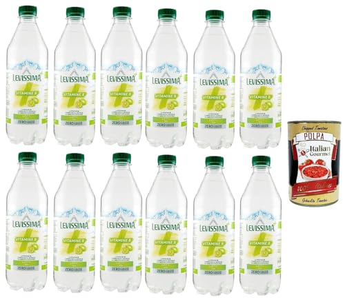 Levissima, Levissima+ Alkoholfreies Getränk mit Vitaminzusatz B, Limettengeschmack. 12x 500ml + Italian Gourmet polpa 400g von Italian Gourmet E.R.