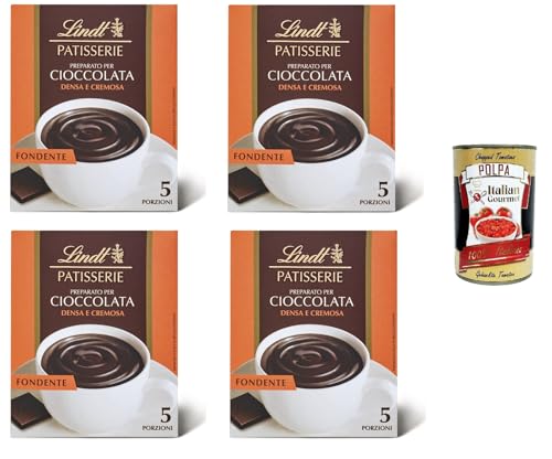 Lindt Patisserie Preparato per Cioccolata Fondente Densa e cremosa Dichte und cremige dunkle Schokoladenmischung 4x100gr + Italian Gourmet polpa 400g von Italian Gourmet E.R.