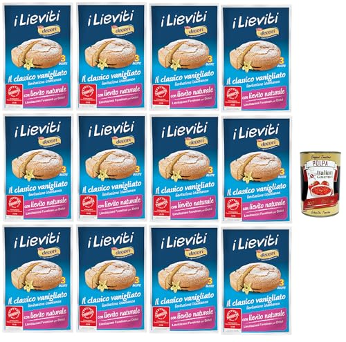 Lo Conte, Decori' Lievito Vanigliato per Dolci - Vanille Hefe für Desserts - 12x 54g (3x Beutel mit 18g) + Italian Gourmet polpa 400g von Italian Gourmet E.R.