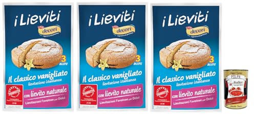 Lo Conte, Decori' Lievito Vanigliato per Dolci - Vanille Hefe für Desserts - 3x 54g (3x Beutel mit 18g) + Italian Gourmet polpa 400g von Italian Gourmet E.R.