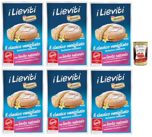 Lo Conte, Decori' Lievito Vanigliato per Dolci - Vanille Hefe für Desserts - 6x 54g (3x Beutel mit 18g) + Italian Gourmet polpa 400g von Italian Gourmet E.R.