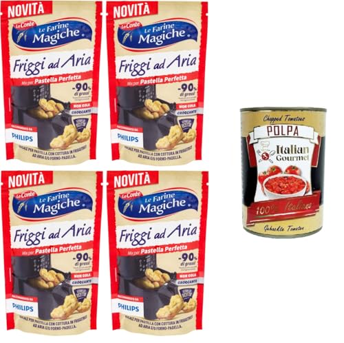 Lo Conte Le Farine Magiche Friggi ad Aria Mix per pastella Perfetta Ich zähle es zur Magic Flours Air Fry Mix für den perfekten Teig 4x300gr + Italian Gourmet polpa 400g von Italian Gourmet E.R.