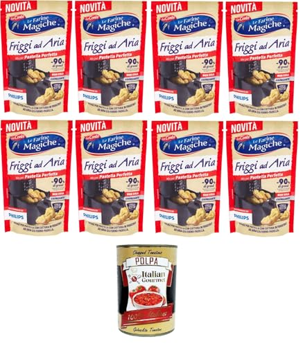 Lo Conte Le Farine Magiche Friggi ad Aria Mix per pastella Perfetta Ich zähle es zur Magic Flours Air Fry Mix für den perfekten Teig 8x300gr + Italian Gourmet polpa 400g von Italian Gourmet E.R.