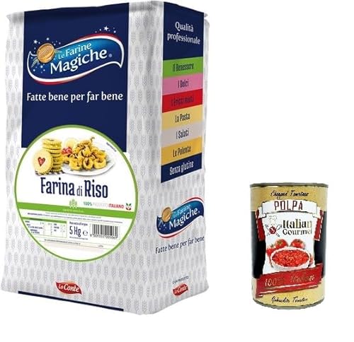 Lo Conte Le Farine Magiche Reismehl 5 kg 100% italienisches Produkt Glutenfrei + Italian Gourmet polpa 400g von Italian Gourmet E.R.