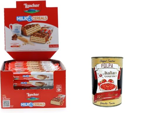 Loacker - Choco And Milk Cereals - Milchschokoladentafeln gefüllt mit Waffeln, Milchcreme und Cerealien-Crispies 750gr (30x25gr)+ Italian Gourmet polpa 400g von Italian Gourmet E.R.