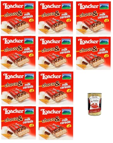 Loacker Choco & Milk Cereals Milchschokoladentafel mit Waffel gefüllt mit Milchcreme und Crispies 10x75gr+ Italian Gourmet polpa 400gr von Italian Gourmet E.R.