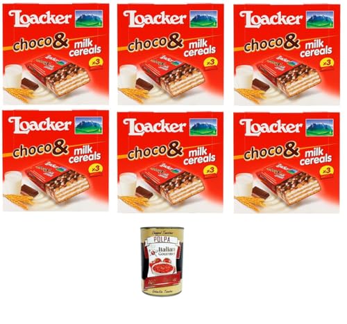 Loacker Choco & Milk Cereals Milchschokoladentafel mit Waffel gefüllt mit Milchcreme und Crispies 6x75gr+ Italian Gourmet polpa 400gr von Italian Gourmet E.R.