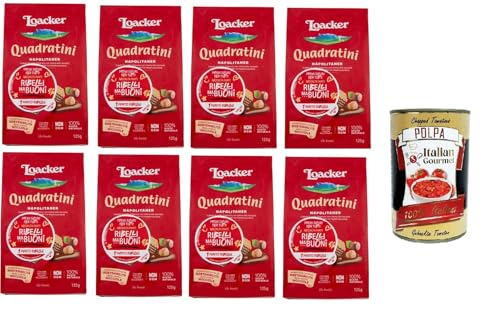 Loacker Quadratini Napolitaner Waffel mit Haselnusscreme 100% italienische Waffeln 8 x 125 g+ Italian Gourmet polpa 400g von Italian Gourmet E.R.