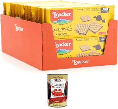 Loacker - Schoko-Sandwich, Duftwaffeln mit Schokocreme - 28x75 g+Italian Gourmet Polpa di Pomodoro 400gr von Italian Gourmet E.R.