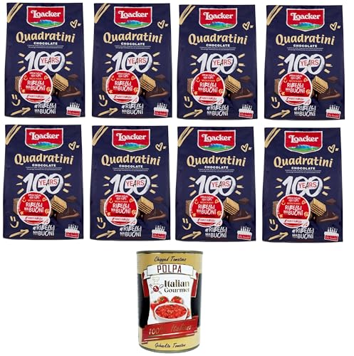 Loacker - Schokoladenquadrate - Würfel zum Häppchenverzehr, mit fünf Schichten Waffeln und vier Schichten Schokoladencreme 8x125gr + Italian Gourmet polpa 400g von Italian Gourmet E.R.