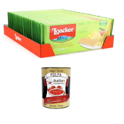 Loacker Zitronenwaffel-Schoten für Eis und Sorbet mit Creme auf Basis ätherischer sizilianischer Zitronenöle und echtem Zitronensaft Snack,Snack und Dessert 18x150gr+Italian Gourmet Polpa di Pomodoro von Italian Gourmet E.R.