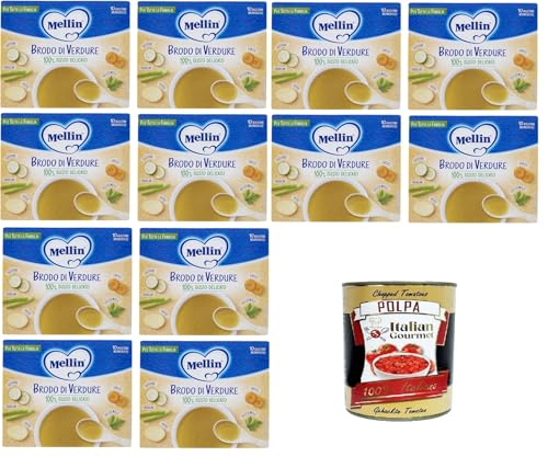 MELLIN Brodo di verdure, per tutta la famiglia Gemüsebrühe, für die ganze Familie 100% delikater Geschmack 12x80gr+ Italian Gourmet polpa 400g von Italian Gourmet E.R.