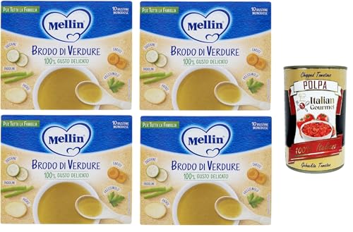 MELLIN Brodo di verdure, per tutta la famiglia Gemüsebrühe, für die ganze Familie 100% delikater Geschmack 4x80gr von Italian Gourmet E.R.