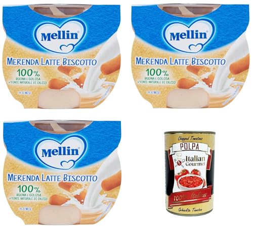 MELLIN Merenda Latte e Biscotto al cucchiaio Milch-Keks-Snack 3x200gr (2x100gr)+ Italian Gourmet polpa 400g von Italian Gourmet E.R.