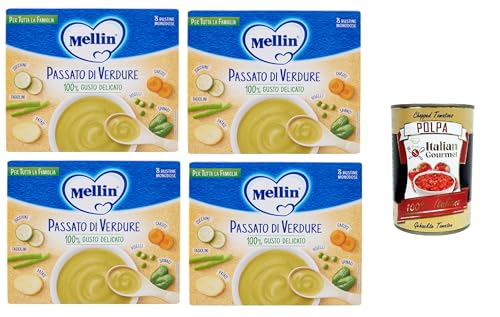 MELLIN Passato di verdure, per tutta la famiglia Gemüsepüree, für die ganze Familie (8 Einzeldosisbeutel à 13 g) 4x104 g+ Italian Gourmet polpa 400g von Italian Gourmet E.R.