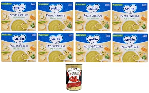 MELLIN Passato di verdure, per tutta la famiglia Gemüsepüree, für die ganze Familie (8 Einzeldosisbeutel à 13 g) 8x104 g+ Italian Gourmet polpa 400g von Italian Gourmet E.R.