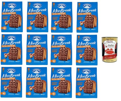 MONVISO Monbreak Fetta e cioccolato gianduja Monbreak-Scheibe und Gianduja-Schokolade 12x180 gr + Italian Gourmet polpa 400g von Italian Gourmet E.R.