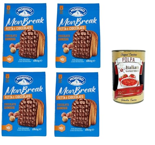 MONVISO Monbreak Fetta e cioccolato gianduja Monbreak-Scheibe und Gianduja-Schokolade 4x180 gr + Italian Gourmet polpa 400g von Italian Gourmet E.R.