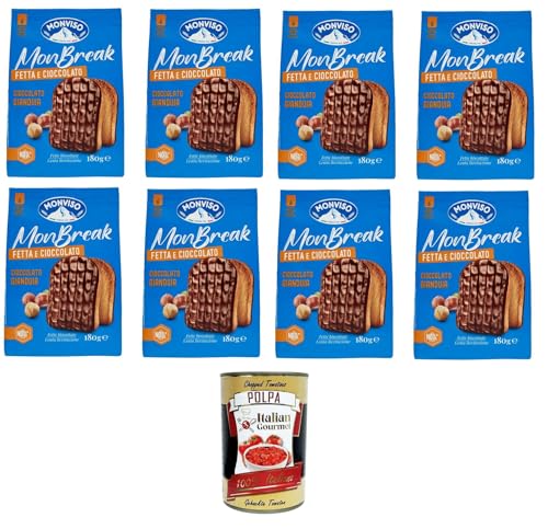 MONVISO Monbreak Fetta e cioccolato gianduja Monbreak-Scheibe und Gianduja-Schokolade 8x180 gr + Italian Gourmet polpa 400g von Italian Gourmet E.R.