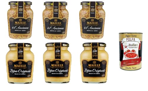 Maille Dijon Testapekt 3x Original und 3x à l Ancienne Senf nach alter Art grober Senf 6x 200g Glas + Italian Gourmet polpa 400g von Italian Gourmet E.R.