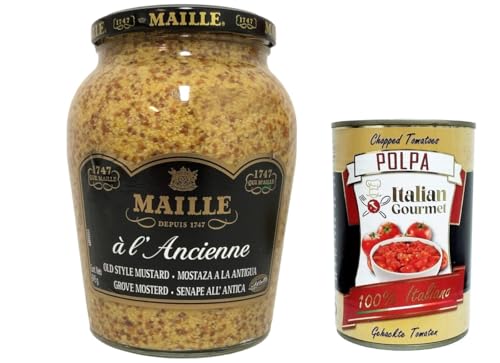 Maille Dijon à l Ancienne Senf nach alter Art grober Senf 845gr + Italian Gourmet polpa 400g von Italian Gourmet E.R.