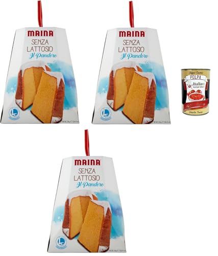 Maina Pandoro Senza Lattosio Pandoro laktosefrei Weihnachtskuchen 3x 750gr + Italian Gourmet polpa 400g von Italian Gourmet E.R.