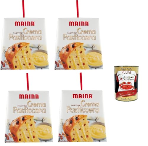 Maina Panettone Crema Pasticcera Panettone-Vanillepudding 4x800gr + Italian Gourmet polpa 400g von Italian Gourmet E.R.