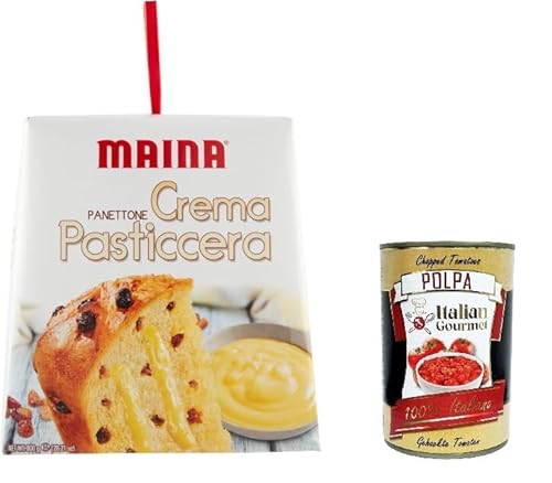 Maina Panettone Crema Pasticcera Panettone-Vanillepudding 800gr + Italian Gourmet polpa 400g von Italian Gourmet E.R.