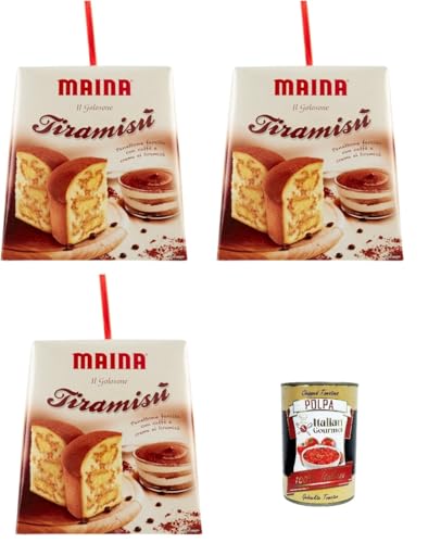 Maina Panettone Il Golosone Tiramisù gefüllt mit Kaffee und Tiramisu-Creme 3x750gr + Italian Gourmet polpa 400g von Italian Gourmet E.R.