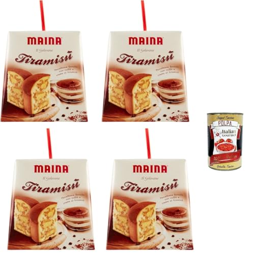 Maina Panettone Il Golosone Tiramisù gefüllt mit Kaffee und Tiramisu-Creme 4x750gr + Italian Gourmet polpa 400g von Italian Gourmet E.R.