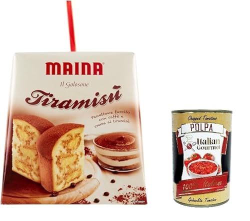 Maina Panettone Il Golosone Tiramisù gefüllt mit Kaffee und Tiramisu-Creme 750gr + Italian Gourmet polpa 400g von Italian Gourmet E.R.