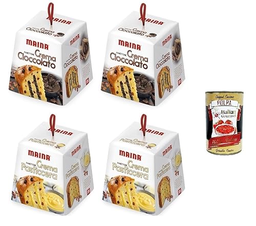 Maina Testpaket Panettone Schokoladencreme - Creme Traditionelles italienisches Weihnachtsdessert - Weihnachts Kuchen 4 x 800g+ Italian Gourmet polpa 400g von Italian Gourmet E.R.