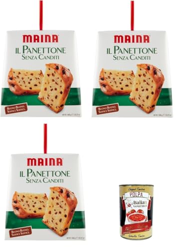 Maina il Panettone senza Canditi Buono buono, Soffice soffice Panettone ohne kandierte Früchte. Gut, weich, weich 3x1kg+ Italian Gourmet polpa 400g von Italian Gourmet E.R.