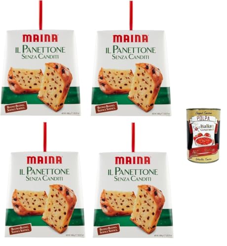 Maina il Panettone senza Canditi Buono buono, Soffice soffice Panettone ohne kandierte Früchte. Gut, weich, weich 4x1kg+ Italian Gourmet polpa 400g von Italian Gourmet E.R.