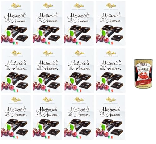 Maja Mini Mustaccioli Gusto Amarena Mini Mustaccioli Schwarzkirschgeschmack, klassisches Weihnachtsdessert 12x200gr + Italian Gourmet polpa 400g von Italian Gourmet E.R.